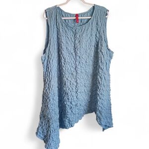 iC By Connie K Artsy Tunic Top Blue Size 2X Blue Bubble Check Lagenlook